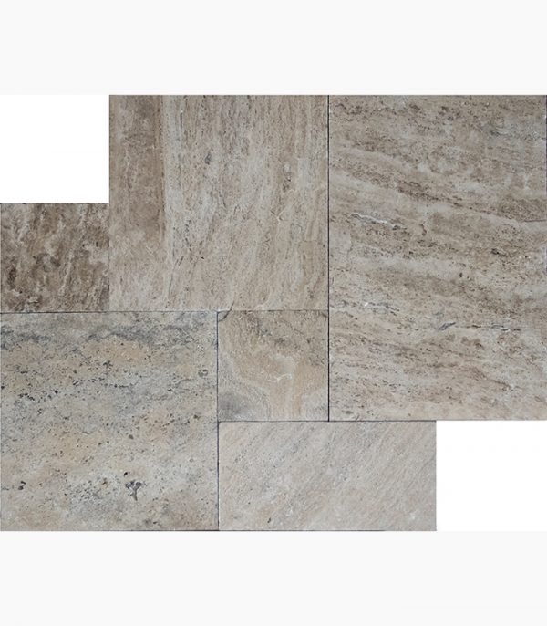 French Pattern Silver River Premium Tumbled Travertine